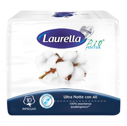 ASSORBENTE LAURELLA PER DONNA IN COTONE ULTRA ALI NOTTE 10 PEZZI