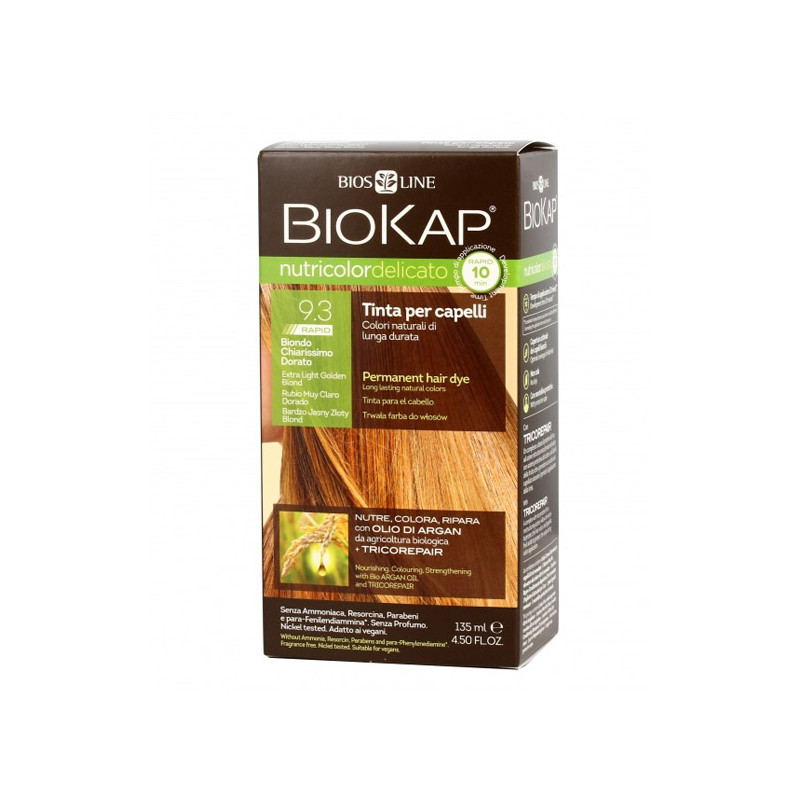 BIOS LINE BIOKAP NUTRICOLOR DELICATO RAPID TINTA 9,3 BIONDO CHIARISSMO DORATO 135 ML