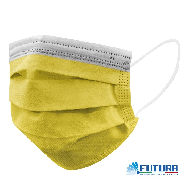 MASCHERINA CHIRURGICA TRIPLO STRATO MONOUSO 10 PEZZI GIALLO - Nowfarma.it