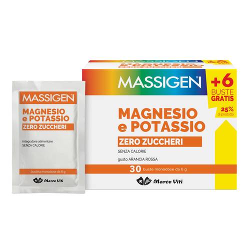 MASSIGEN MAGNESIO POTASSIO SENZA ZUCCHERO 24+6 BUSTINE - Nowfarma.it