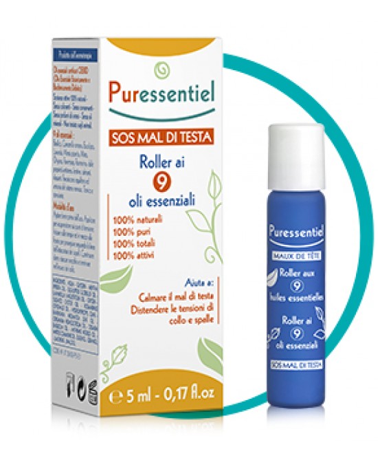 PURESSENTIEL ROLLER MAL DI TESTA 9 OLI ESSENZIALI 5 ML - farmafuturo.it