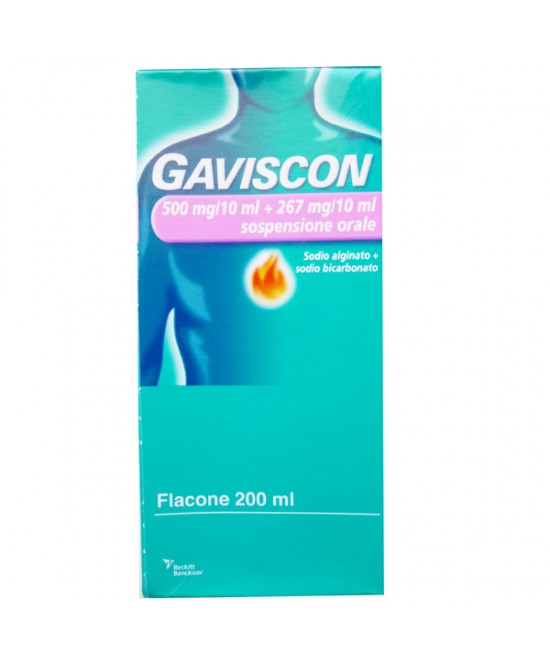 Rb Gaviscon 500+267mg/10ml Sospensione Orale Trattamento Sintomatico Del Bruciore Di Stomaco Occasionale Flacone 200ml