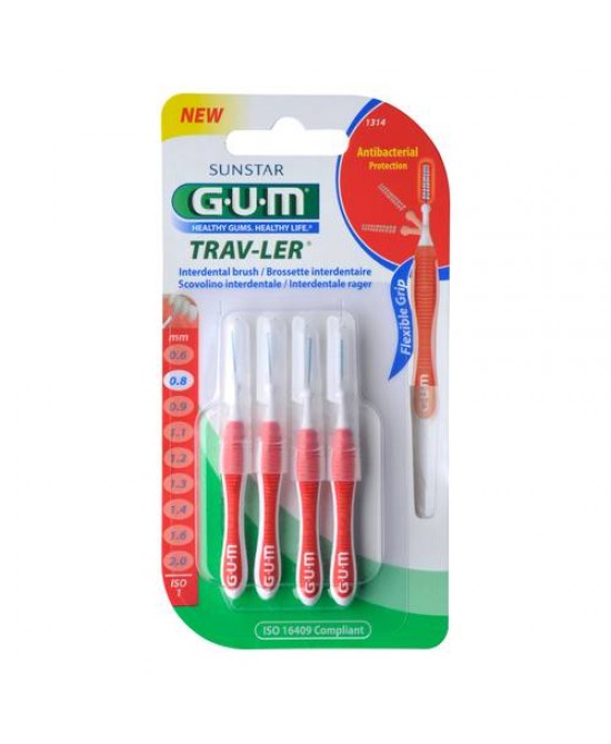 Gum Trav-Ler 1314 Scovolino Interdentale 0,8 4 Pezzi