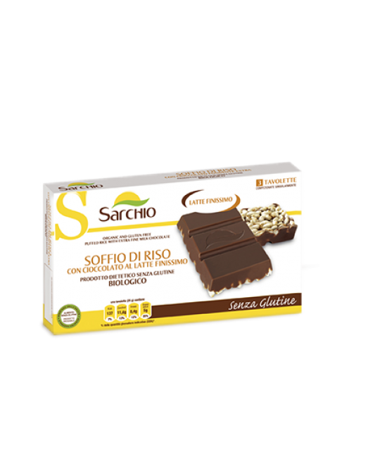 Sarchio Snack Soffio Riso Con Cioccolato Al Latte Senza Glutine 25 g offerta