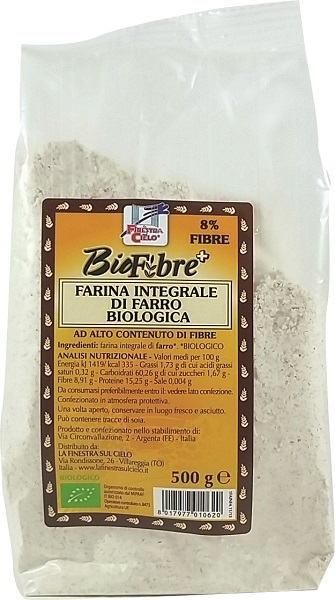 FSC BIOFIBRE+ FARINA INTEGRALE DI FARRO BIO AD ALTO CONTENUTO DI FIBRA 500 G