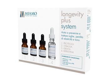MIAMO LONGEVITY PLUS KIT LONGEVITY PLUS SYSTEM AIUTA A PREVENIRE E TRATTARE RUGHE PERDITA DI ELASTICITA' E TONO